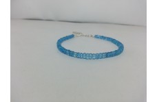 Sky Blue Topaz Faceted Rondelle Beads Bracelet with Silver Clasp