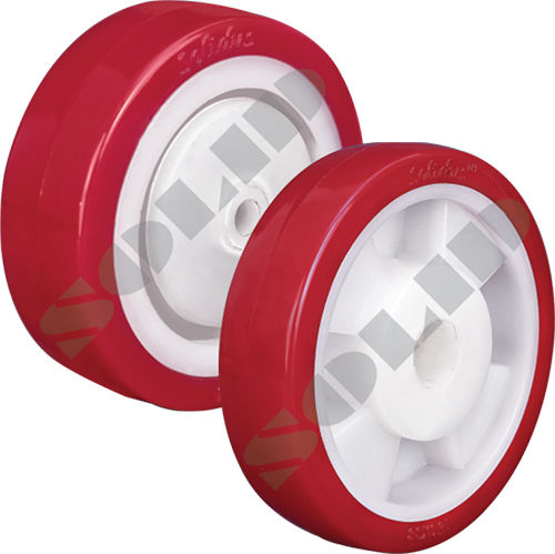 PU Wheels - 75mm Size Red and White Colors | High Load-Bearing Capacity Abrasion Resistant Noise Abatement Properties Superior Elasticity