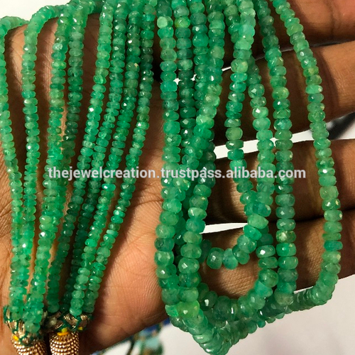 Natural Zambian Emerald Gemstone Faceted Rondelle Beads Supply