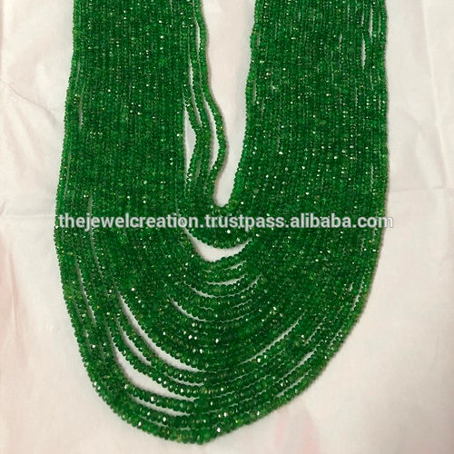 Natural Green Garnet Faceted Rondelle Gemstone Beads