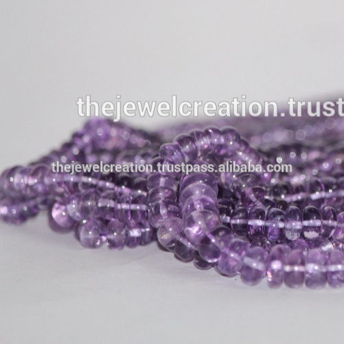 Blue Natural Amethyst Plain Rondelle Loose Beads Strand