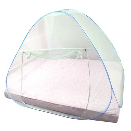 Blue Foldable Mosquito Net - Polyester Mesh, 6ft x 6ft, Blue | Foldable Design, Lightweight, Portable, Steel Frame