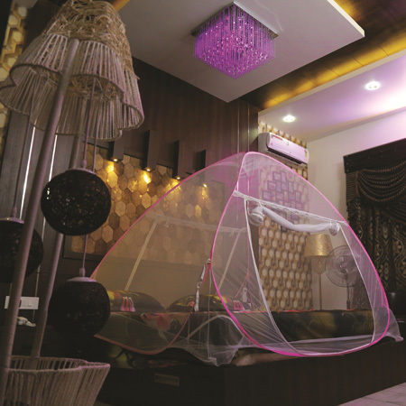 Pink Foldable Mosquito Net - Polyester Mesh Variable Sizes Pink | Zipper Closure Foldable Design Lightweight Durable