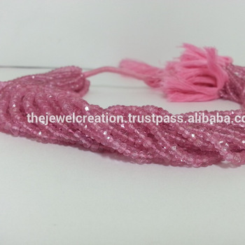 AAA Natural Pink Topaz Gemstone Faceted Rondelle Beads