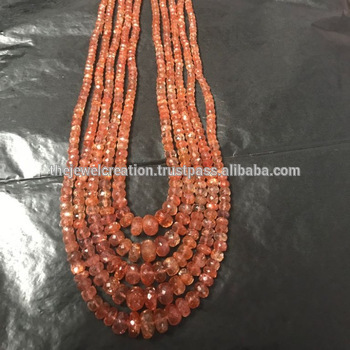 AAA Sunstone Faceted Rondelle Gemstone Bead Strands