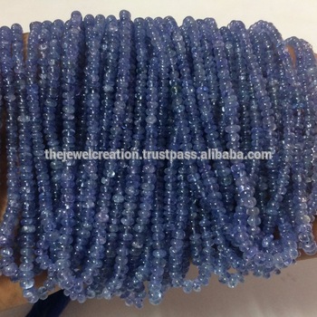 Natural AAA Tanzanite Stone Smooth Plain Rondelle Gemstone Beads Lot