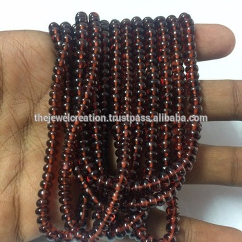 Natural Mozambique Red Garnet Stone Smooth Plain Rondelle Gemstone Beads Lot