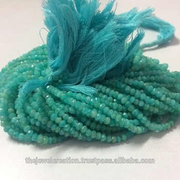 Natural Amazonite Faceted Rondelle Gemstone Beads Strand