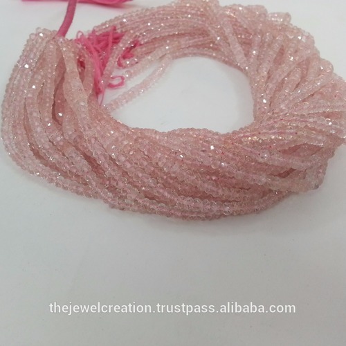 Natural Pink Morganite Faceted Rondelle Beads Strand