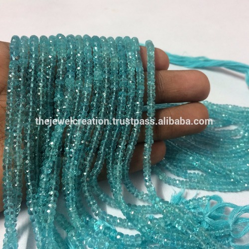 Natural Blue Apatite Faceted Rondelle Wholesale Gemstone Beads at Best Price