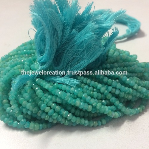 Natural Amazonite Gemstone Faceted Rondelle Beads at Wholesale Price