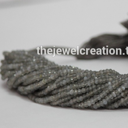 AAA Gray Moonstone Beads Faceted Rondelle Gemstone