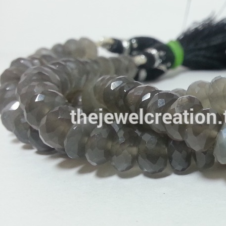 Natural Gray Moonstone Faceted Rondelle Beads