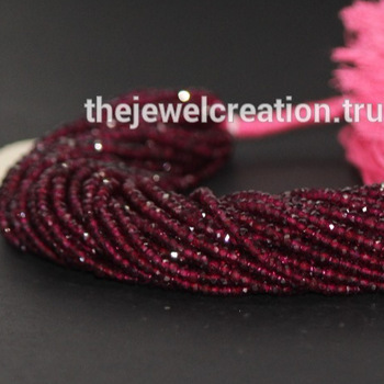 Natural Hyderabadi Garnet Stone Rondelle Beads Pink