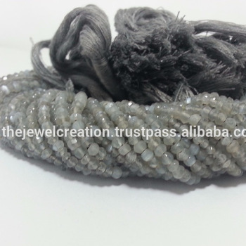 AAA Gray Moonstone Faceted Rondelle Beads Grey