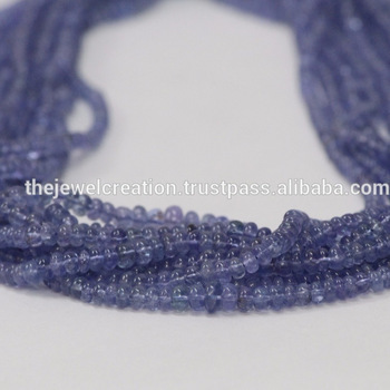 Natural Tanzanite Plain Smooth Rondelle Beads Strand