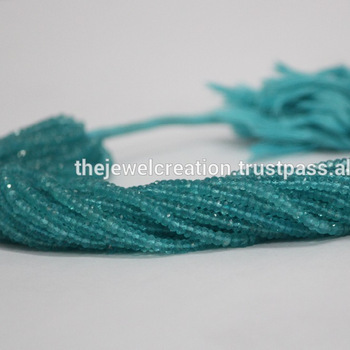 Natural AAA Blue Apatite Faceted Rondelle Beads