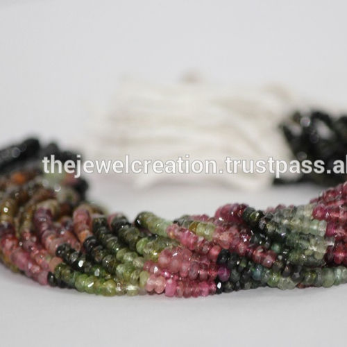 Multi Natural Watermelon Tourmaline Rondelle Beads Gemstone