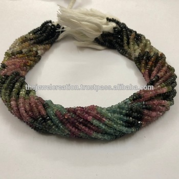 Natural Watermelon Tourmaline Faceted Rondelle Beads 4mm