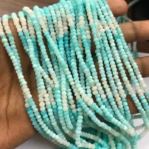 4mm Blue Peruvian Opal Stone Gemstone Rondelle Beads