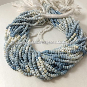 4mm Blue Opal Shaded Stone Gemstone Rondelle Beads