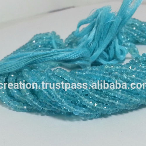 Natural Blue Apatite Faceted Rondelle Beads