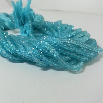 Natural Blue Apatite Faceted Rondelle Beads 4mm
