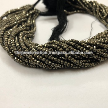 Natural Pyrite Micro Faceted Rondelle Beads 3mm