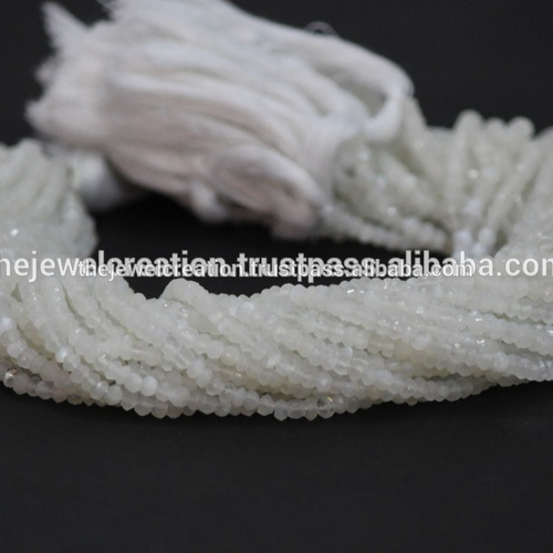 Natural AAA White Moonstone Faceted Rondelle Beads