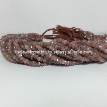 Natural Chocolate Coffee Moonstone Faceted Rondelle Beads