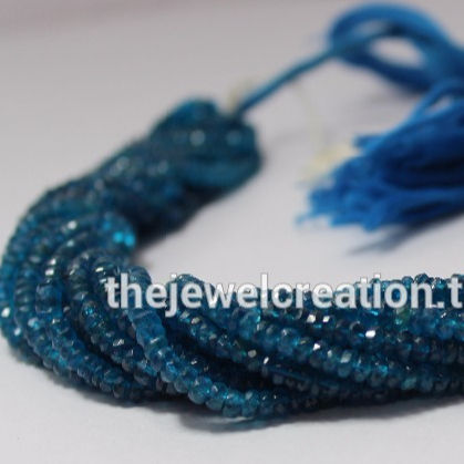 Blue Natural Neon Apatite Faceted Rondelle Beads 3-4Mm