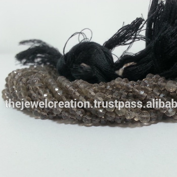Natural Smoky Quartz Faceted Rondelle Beads Black