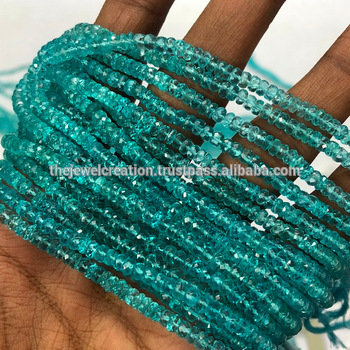 Natural Sky Blue Apatite Faceted Rondelle Beads for Jewelry Making