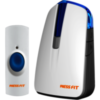 Pressfit Echo - Battery Powered Wireless Doorbell | Premium Plastic Design, 30+ Selectable Melodies, Ip44 Water Resistant