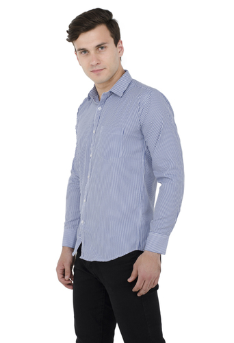 Cotton White Blue Stripe Formal Shirt