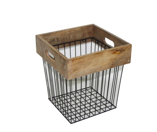 Storage Basket With Wooden Top Storage Basket With Wooden Top