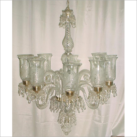 Transparent Clear Glass Cutting Chandeliers - Finish: Handmade