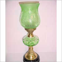 Machine Made Green Cutting Glass Pedestal Lamp