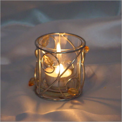 Glass Candle Holder Antique FItting