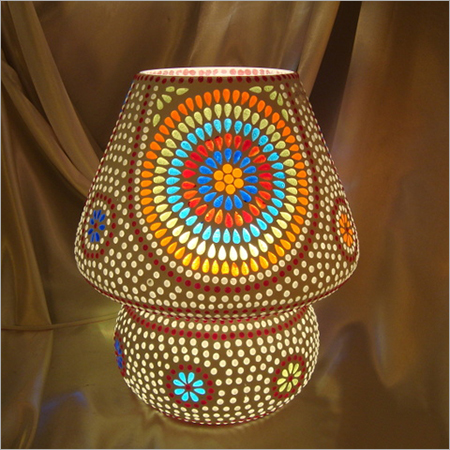 Multicolored Beautiful Mosaic Glass Table Lamp - Finish: Handmade