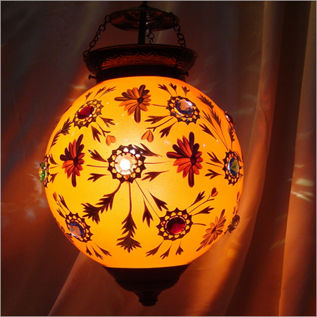 Round Shaped Decorated Glass Wall Hanging - Finish: Handmade