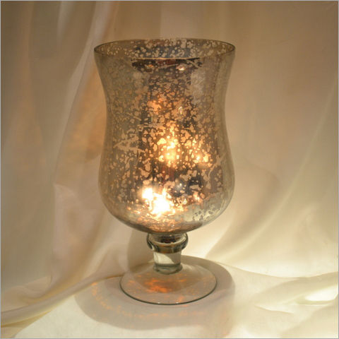 Glass Silver Hurricane Candle