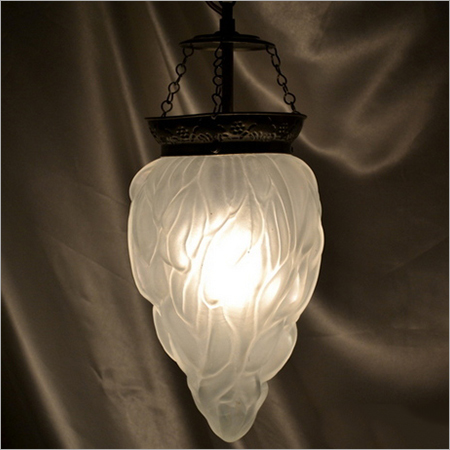 White Colored Frosted Glass Wall Hanging Lamp - Finish: Handmade