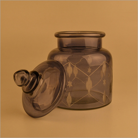 Purple Color Glass Printed Jar