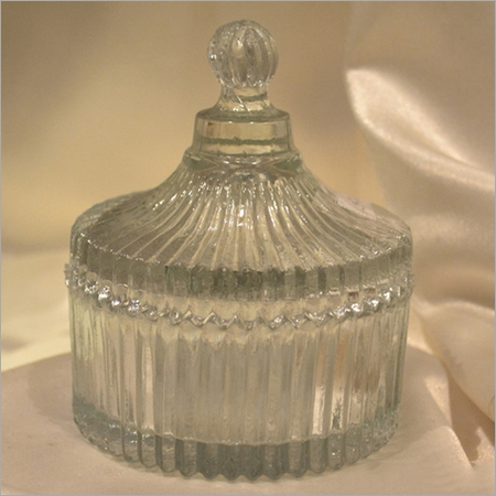 Antique Clear Crystal Cutting jar With Cover