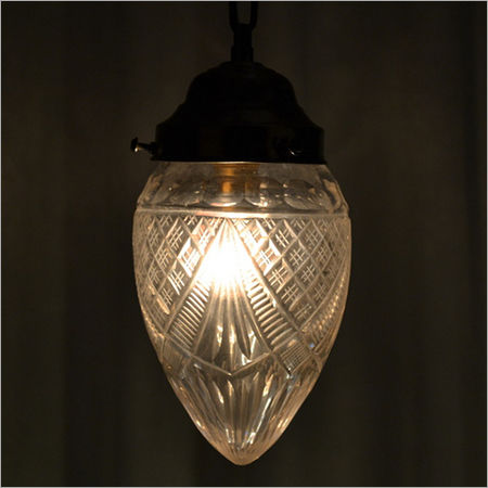 Transparent Clear Glass Crystal Cutting Hanging Lamp