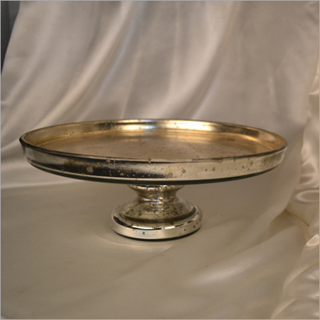 Silver Glass Cake Holder Dish