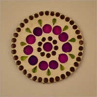 Cream And Multicolor Glass Mosaic Round Coaster