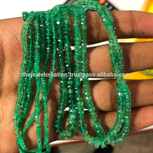 Natural Zambian Emerald Stone Shaded Faceted Rondelle Gemstone Beads