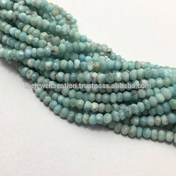 Natural Larimar Beads Wholesale Faceted Rondelle Bead Strand